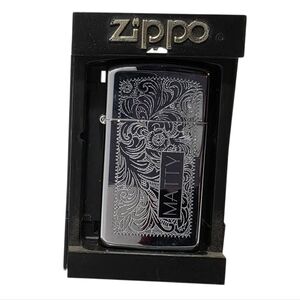 Zippo Slim Silver Engraved Lighter